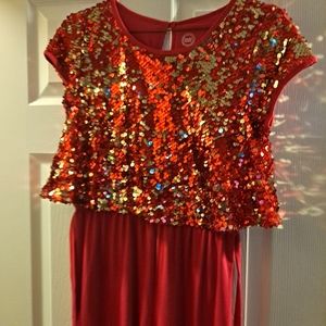 Red sequin one piece jumpsuit romper